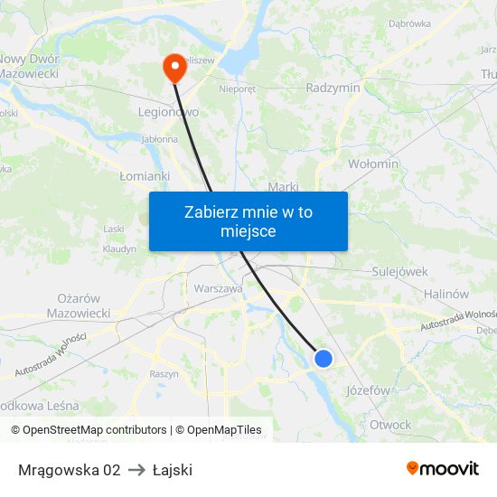 Mrągowska to Łajski map