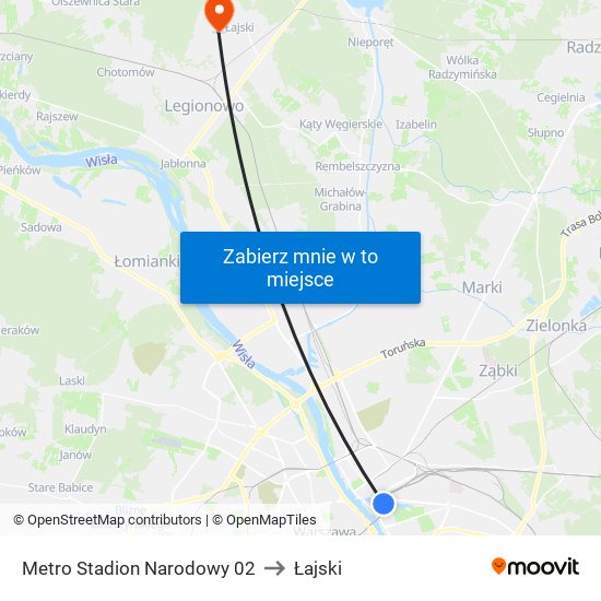 Metro Stadion Narodowy 02 to Łajski map