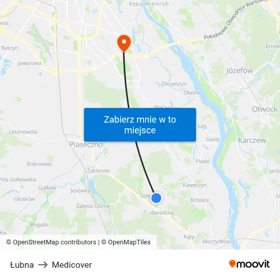 Łubna to Medicover map