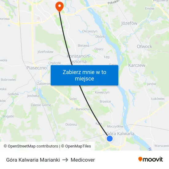 Góra Kalwaria Marianki to Medicover map