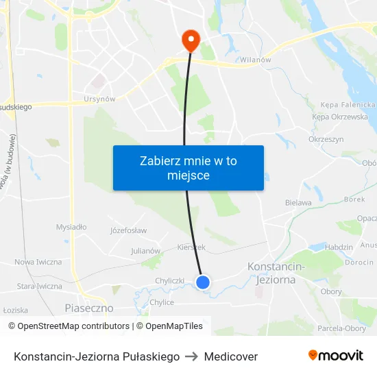 Konstancin-Jeziorna Pułaskiego to Medicover map