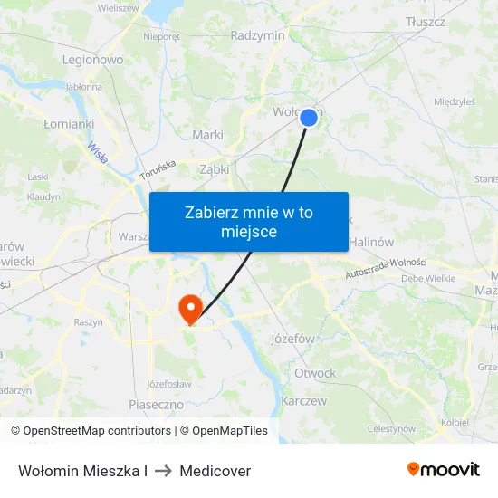 Wołomin Mieszka I to Medicover map