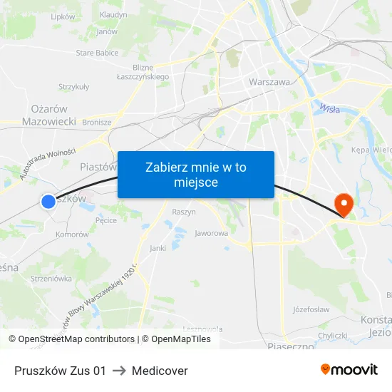 Pruszków Zus 01 to Medicover map