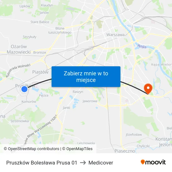 Pruszków Bolesława Prusa 01 to Medicover map