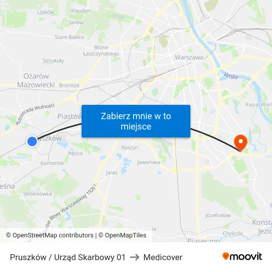 Pruszków / Urząd Skarbowy 01 to Medicover map