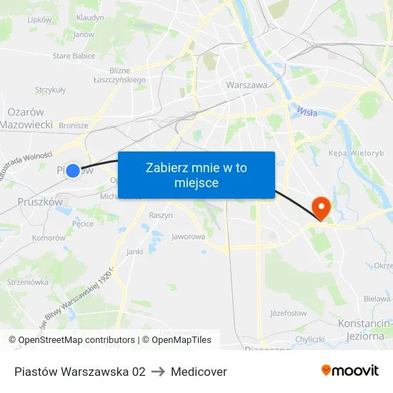 Piastów Warszawska 02 to Medicover map