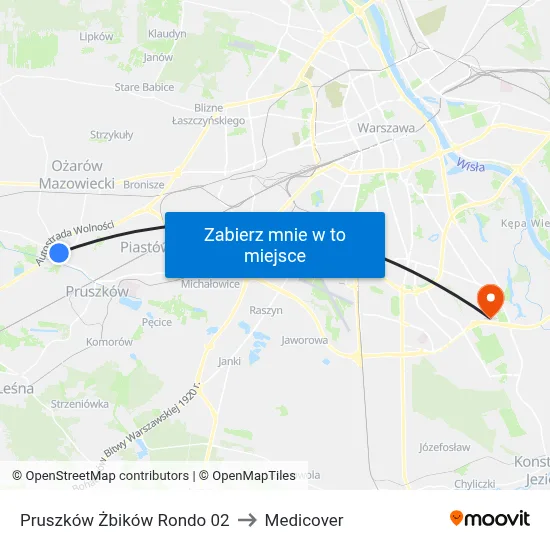 Pruszków Żbików Rondo 02 to Medicover map