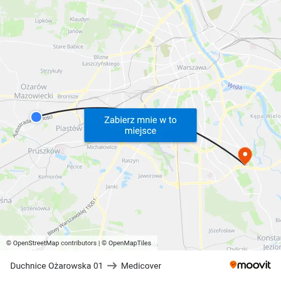 Duchnice Ożarowska 01 to Medicover map
