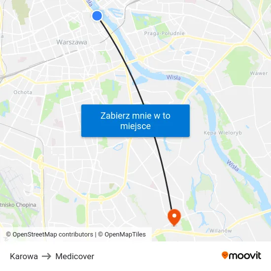 Karowa to Medicover map