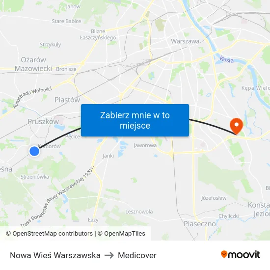 Nowa Wieś Warszawska to Medicover map