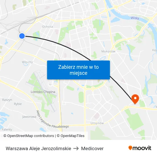 Warszawa Aleje Jerozolimskie to Medicover map