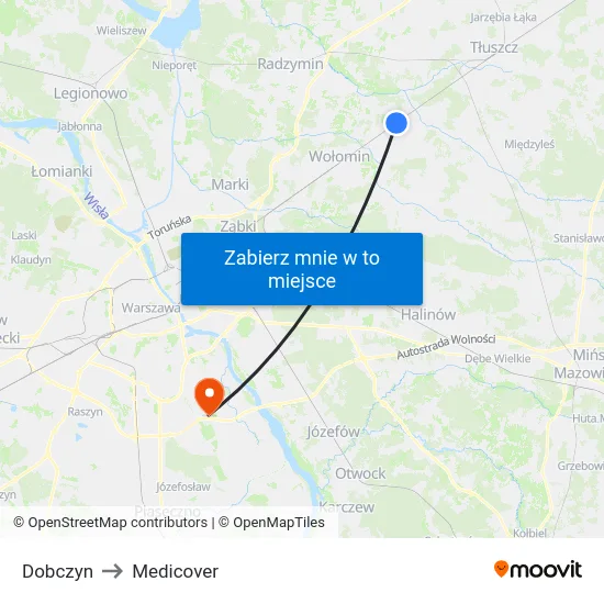 Dobczyn to Medicover map