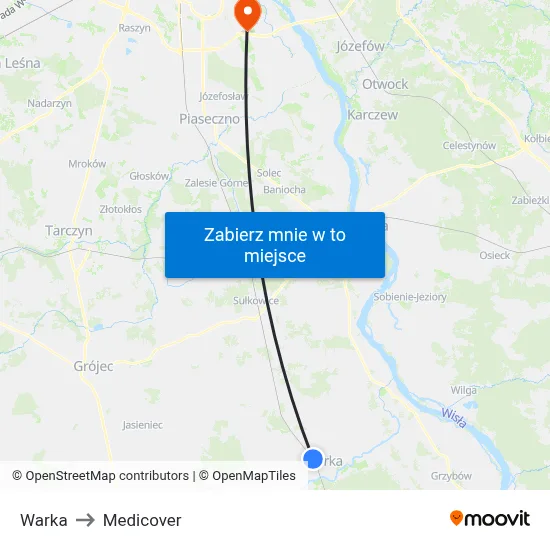 Warka to Medicover map
