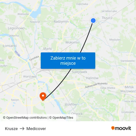 Krusze to Medicover map