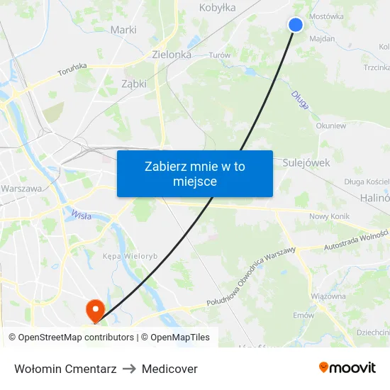 Wołomin Cmentarz to Medicover map