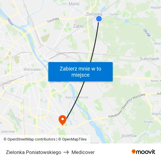 Zielonka Poniatowskiego to Medicover map