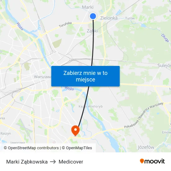 Marki Ząbkowska to Medicover map