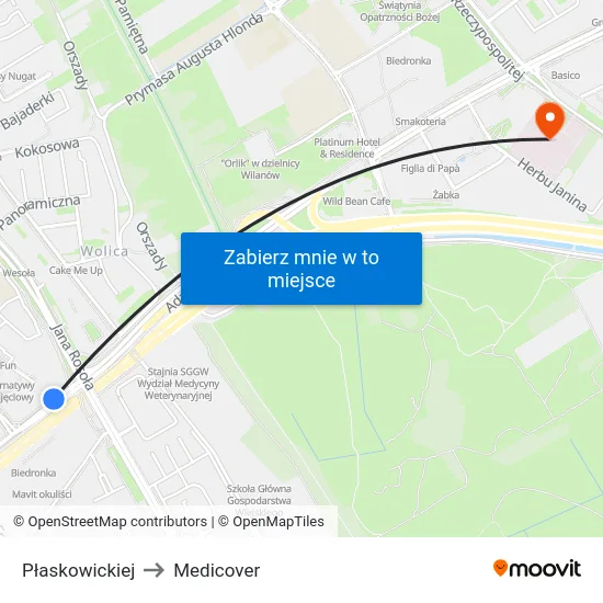 Płaskowickiej to Medicover map