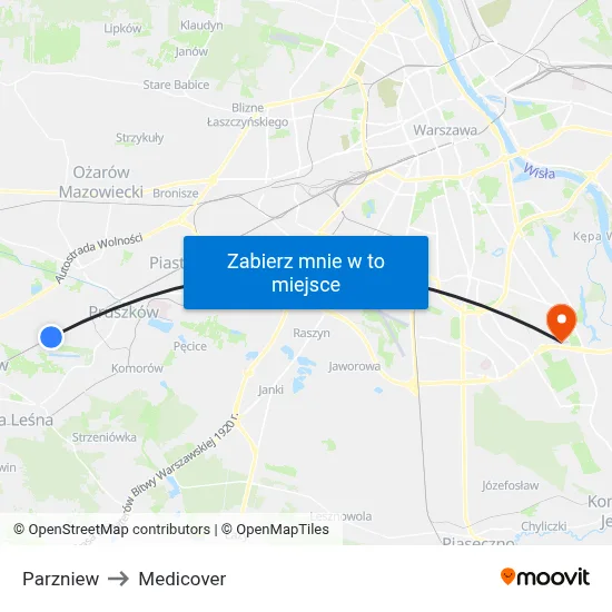 Parzniew to Medicover map
