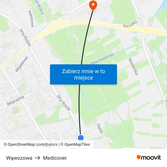 Wąwozowa to Medicover map