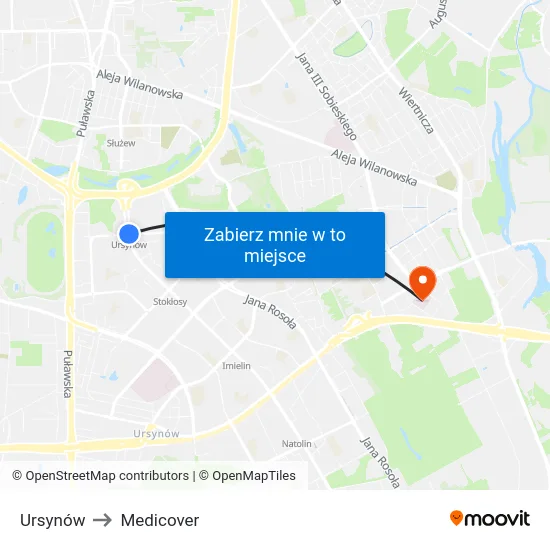 Ursynów to Medicover map