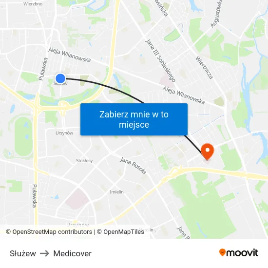 Służew to Medicover map