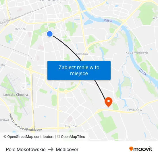 Pole Mokotowskie to Medicover map