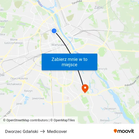Dworzec Gdański to Medicover map