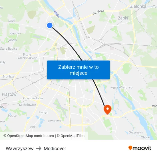 Wawrzyszew to Medicover map