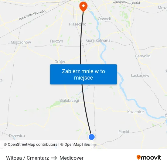Witosa / Cmentarz to Medicover map