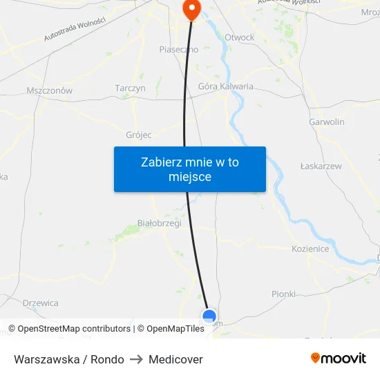 Warszawska / Rondo to Medicover map