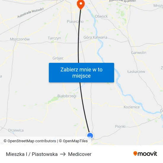 Mieszka I / Piastowska to Medicover map