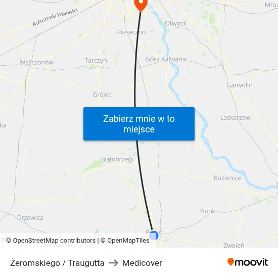 Żeromskiego / Traugutta to Medicover map