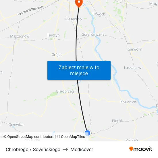 Chrobrego / Sowińskiego to Medicover map