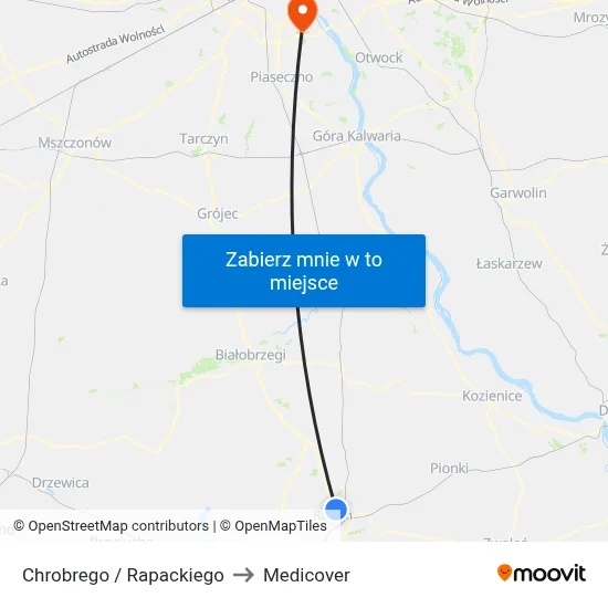 Chrobrego / Rapackiego to Medicover map