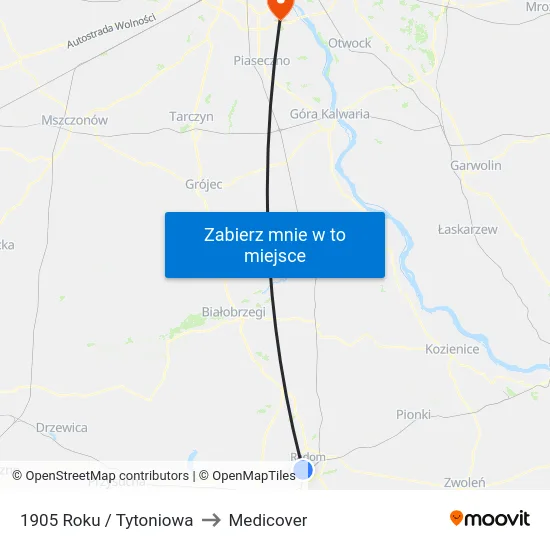 1905 Roku / Tytoniowa to Medicover map