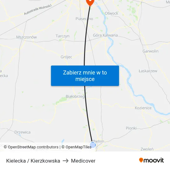 Kielecka / Kierzkowska to Medicover map