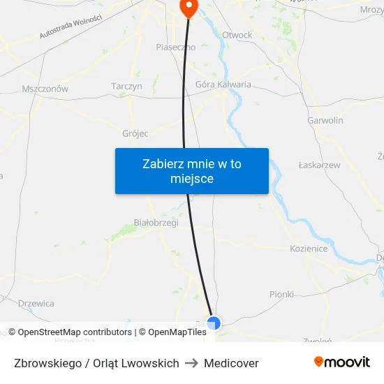 Zbrowskiego / Orląt Lwowskich to Medicover map
