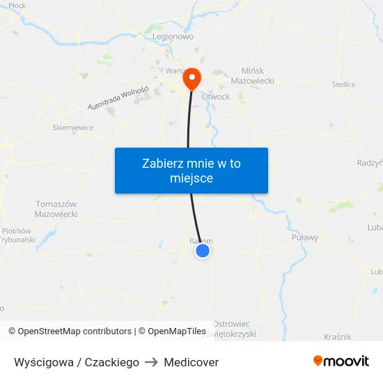 Wyścigowa / Czackiego to Medicover map