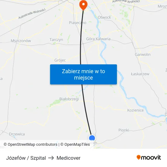 Józefów / Szpital to Medicover map