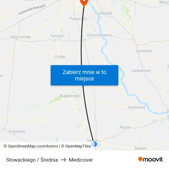 Słowackiego / Średnia to Medicover map