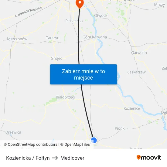 Kozienicka / Fołtyn to Medicover map