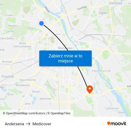 Andersena to Medicover map