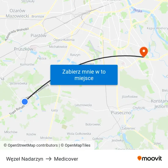 Węzeł Nadarzyn to Medicover map