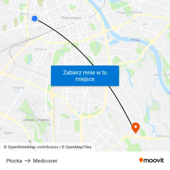 Płocka to Medicover map