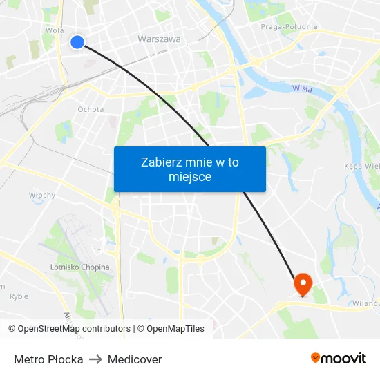 Metro Płocka to Medicover map
