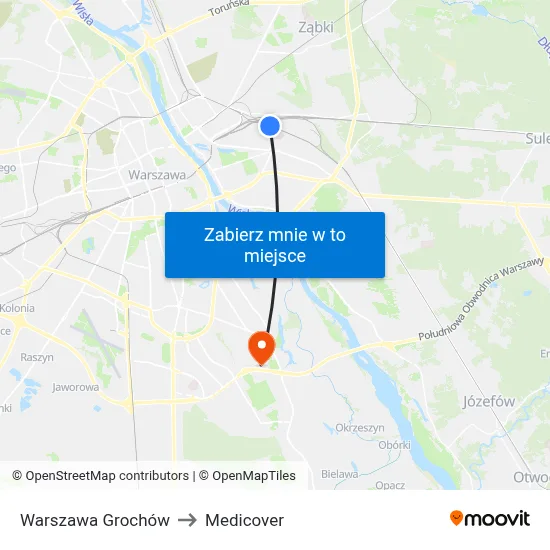 Warszawa Grochów to Medicover map