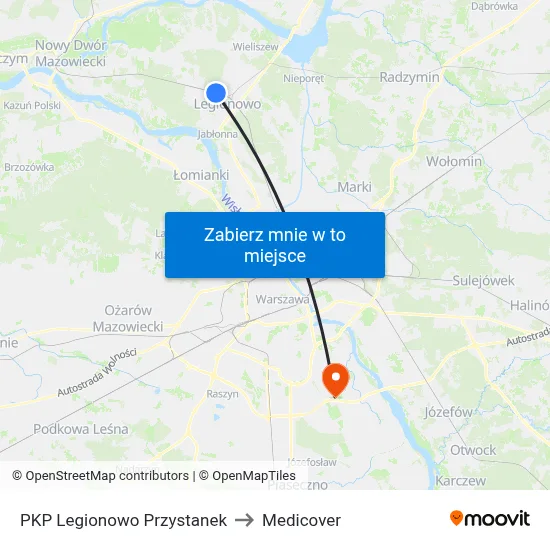 PKP Legionowo Przystanek to Medicover map