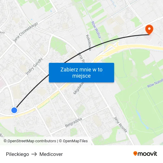 Pileckiego to Medicover map