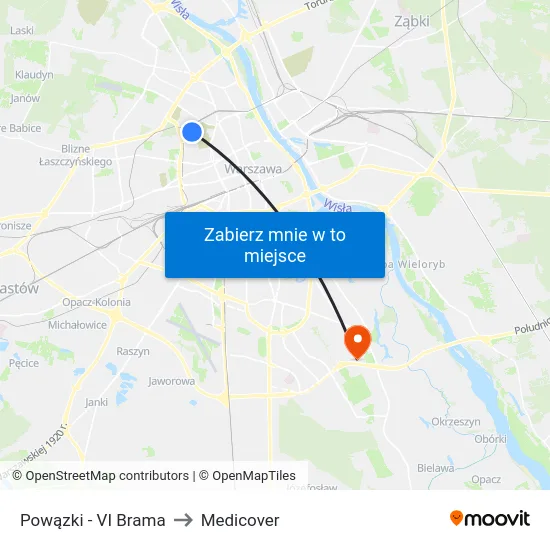 Powązki - VI Brama to Medicover map